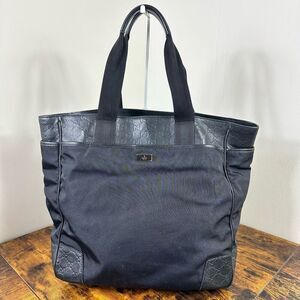 Gucci Guccissima Nylon Leather Large Tote Bag Black